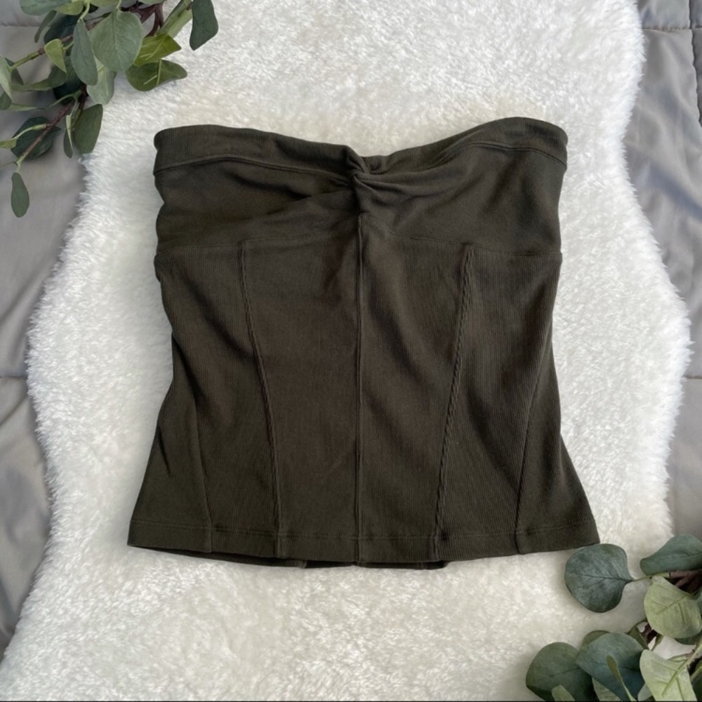 Free People Intimately Ribbed Tube Top in Army NWT